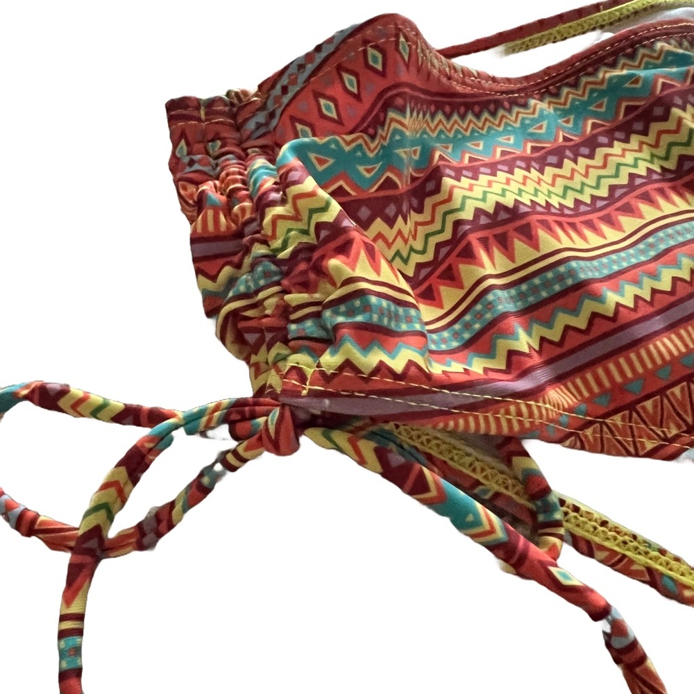 Multicolor Ethnic Print Bandeau Bikini Set - Picture 7 of 15